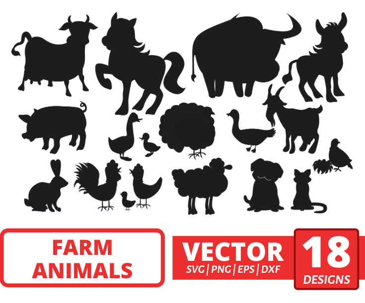 Farm animals silhouette svg