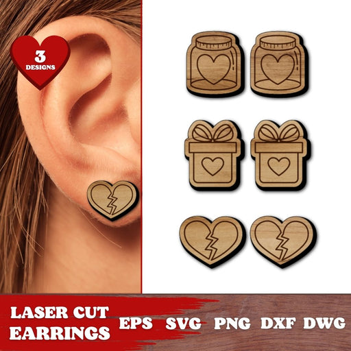 Valentines Day Laser Cut Acrylic Earrings - svgocean