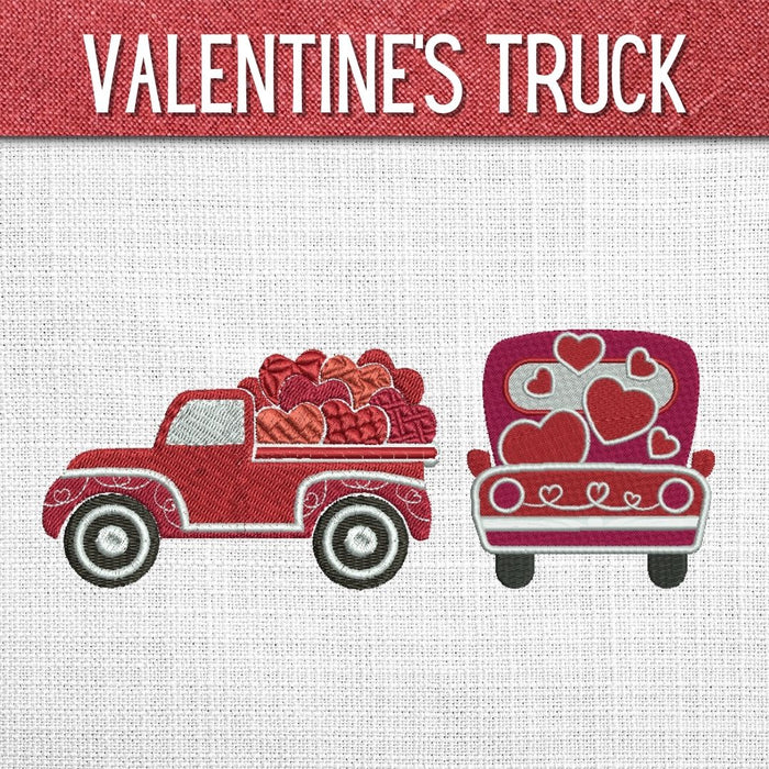 Valentines Day Truck Embroidery Designs - Svg Ocean