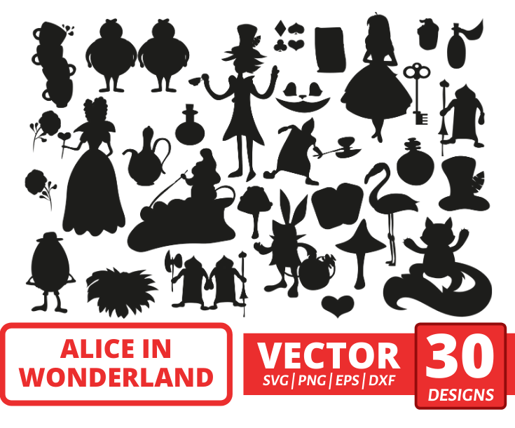 Alice in wonderland silhouette svg