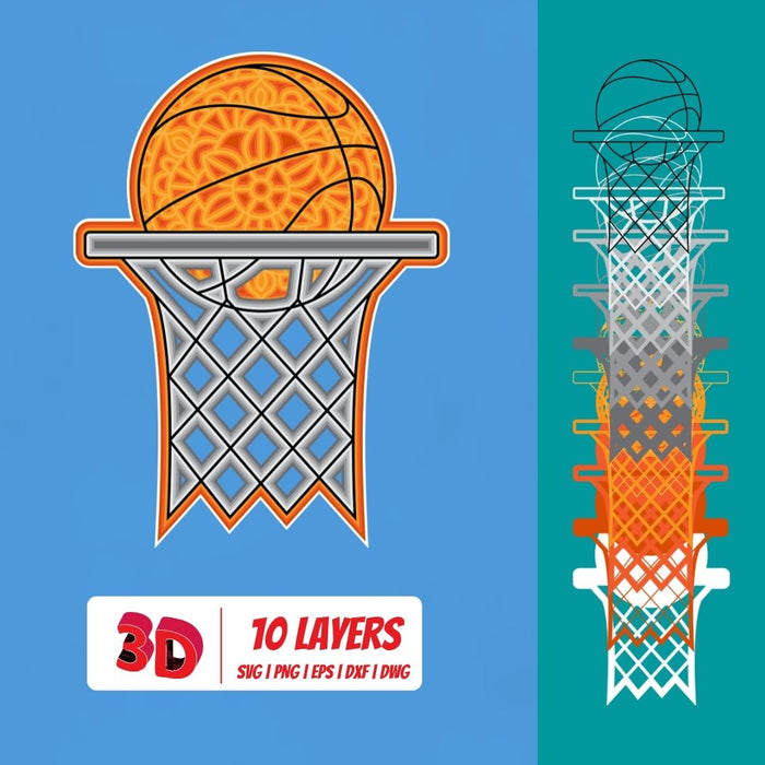 Basketball 2 3D Layered SVG Cut File - Svg Ocean