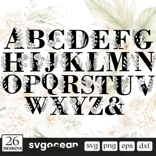 Floral Alphabet SVG Bundle - Svg Ocean