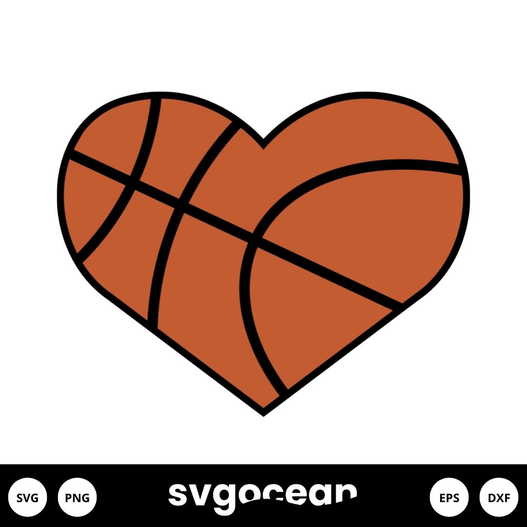 Basketball Heart SVG vector for instant download - Svg Ocean