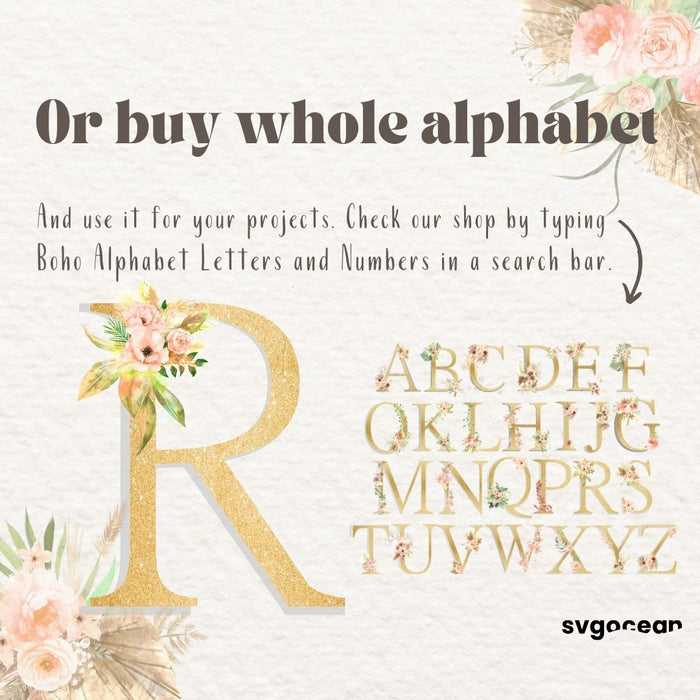 Boho Wedding Letter R vector for instant download - Svg Ocean — svgocean