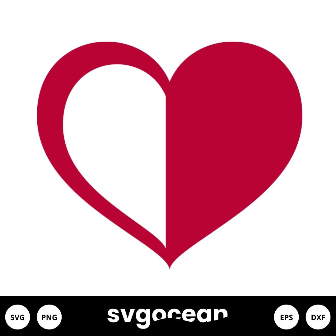 Half Heart Line Vector Half Heart SVG vector for instant download - Svg Ocean — svgocean