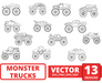 Monster trucks outline svg