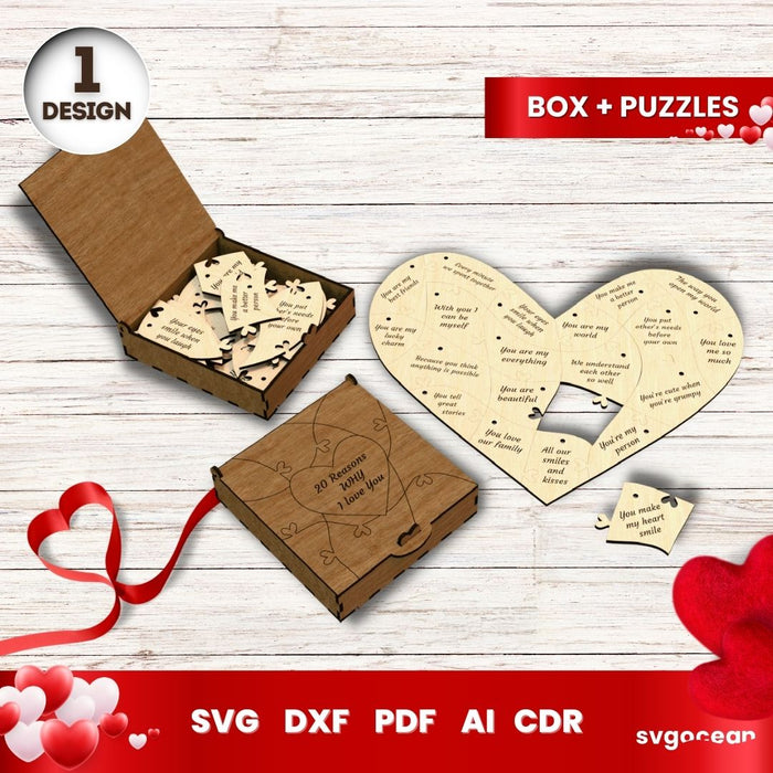 Valentines Day Heart Puzzle Box Multilayered Laser Cut File vector for  instant download - Svg Ocean — svgocean