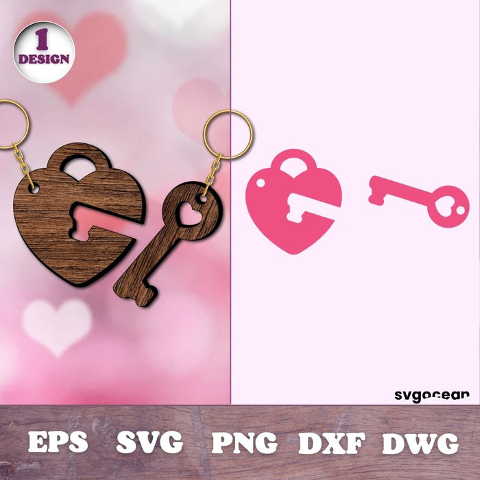Valentines Day Couple Keychain Laser Cut File - svgocean