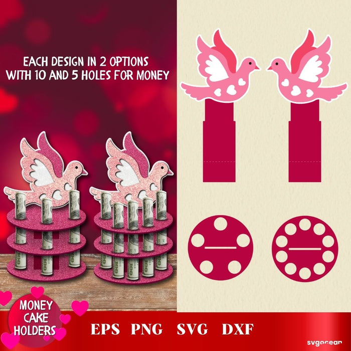Valentines Day Bird Money Cake SVG - svgocean