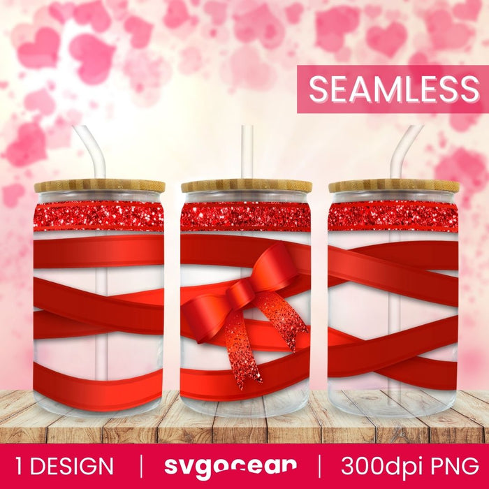 Red Valentines Libbey Glass Can Wrap Sublimation - svgocean
