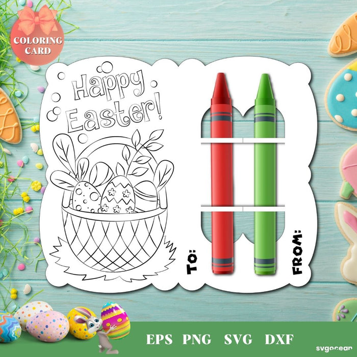 Easter Eggs Coloring Card SVG - svgocean
