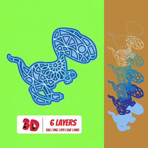 Dinosaurs 4 3D Layered SVG Cut File - Svg Ocean