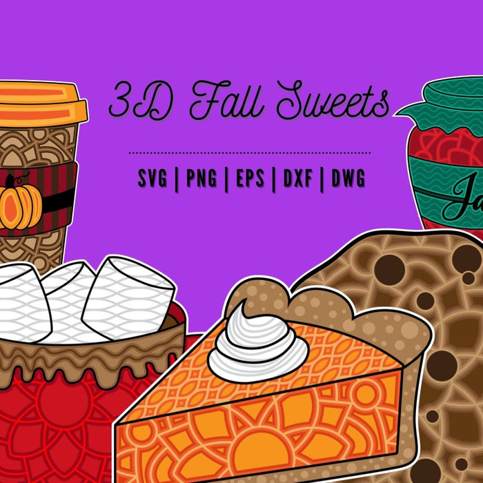 3D Fall Sweets SVG Bundle - Svg Ocean