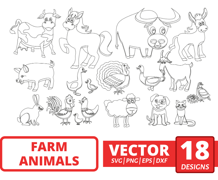 Farm animals outline svg