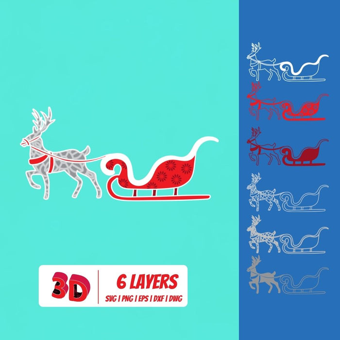Christmas Deer 1 3D Layered SVG Cut File - Svg Ocean