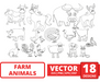 Farm animals outline svg