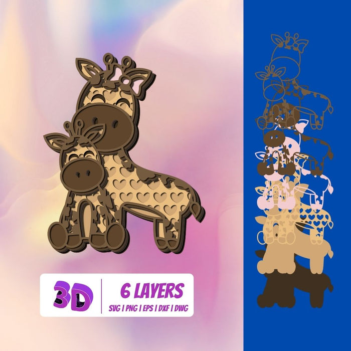 3D Mothers Day Giraffe SVG - Svg Ocean