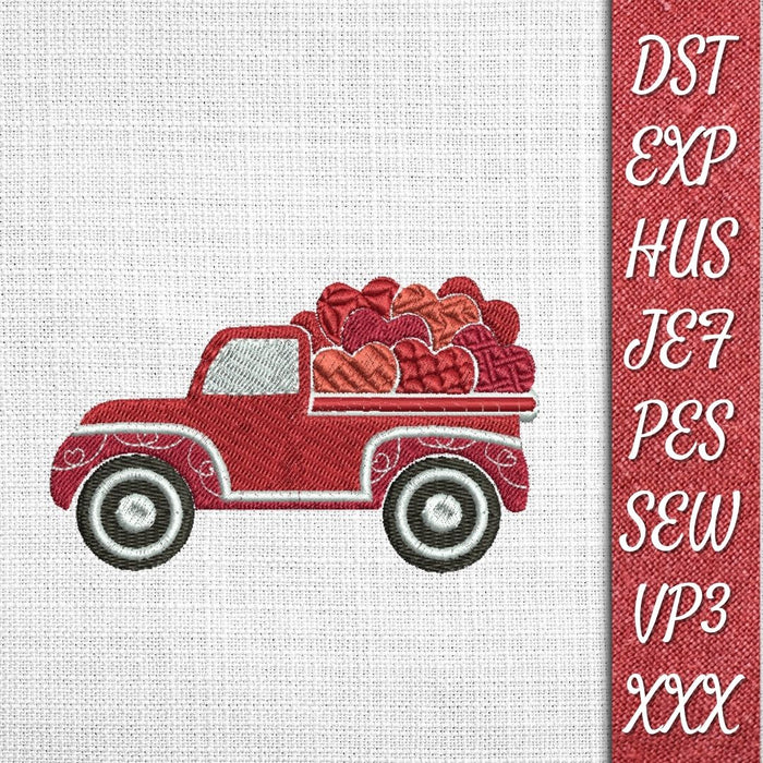 Valentines Day Truck 1 Embroidery Designs - Svg Ocean