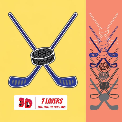 Hockey 1 3D Layered SVG Cut File - Svg Ocean