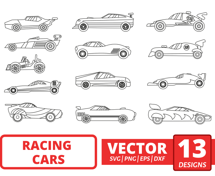 Racing cars SVG bundle vector for instant download - Svg Ocean — svgocean