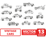 Vintage cars outline svg