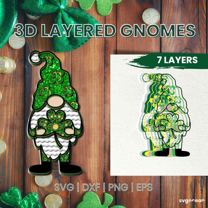 3D Layered Gnome Patrick Day - svgocean
