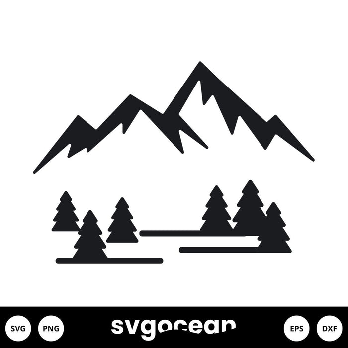 Mountain And Trees Svg - Svg Ocean
