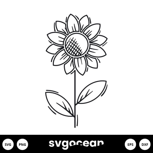 Sunflower With Stem SVG - Svg Ocean