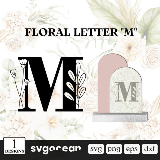 Flower Letter M SVG - Svg Ocean