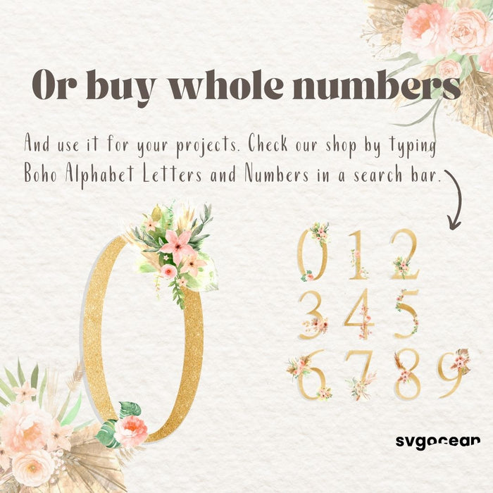 Boho Floral Number 0 - Svg Ocean