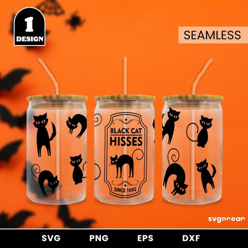 Black Cat Can Glass SVG - Svg Ocean