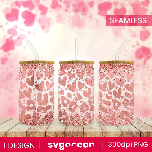Valentine’s Leopard Glass Can Wrap Sublimation - svgocean