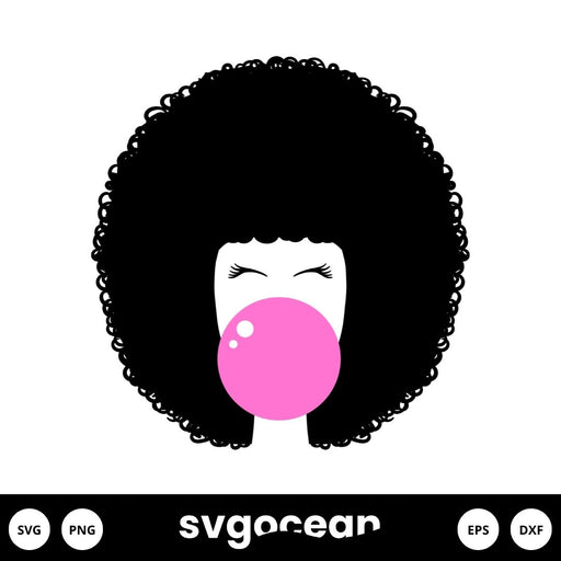 Afro Girl Blowing Bubble Gum Svg - Svg Ocean
