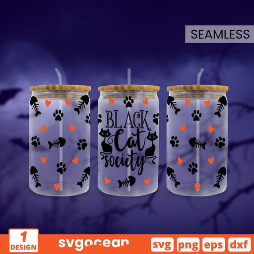 Black Cat Can Glass Wrap SVG - Svg Ocean