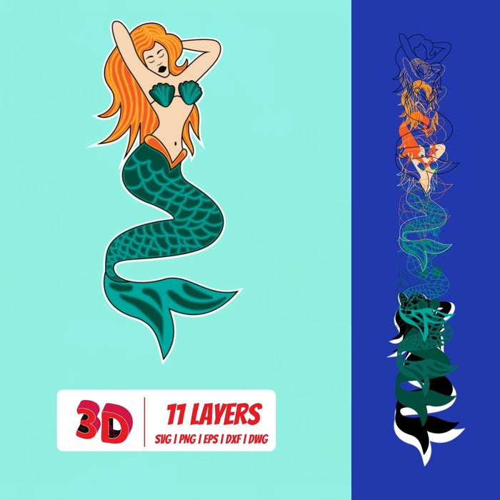 3D Mermaid 1 SVG Cut File - Svg Ocean