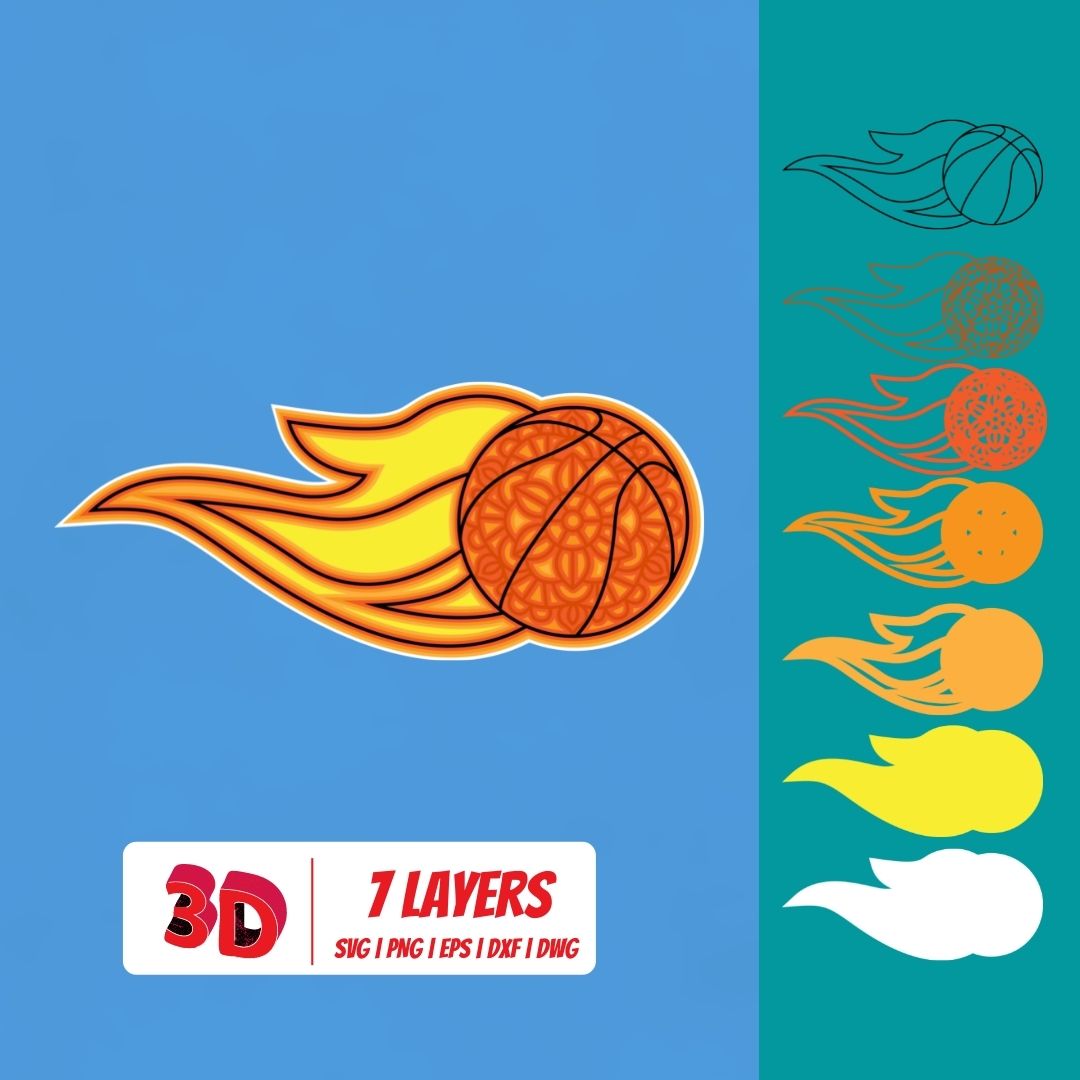 Basketball 3 3D Layered SVG Cut File vector for instant download - Svg