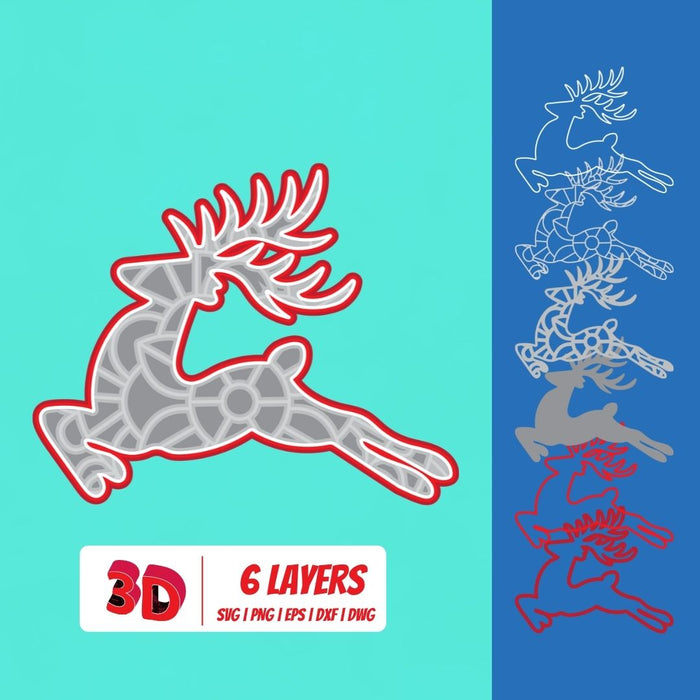 3D Christmas Deer SVG Cut File - Svg Ocean