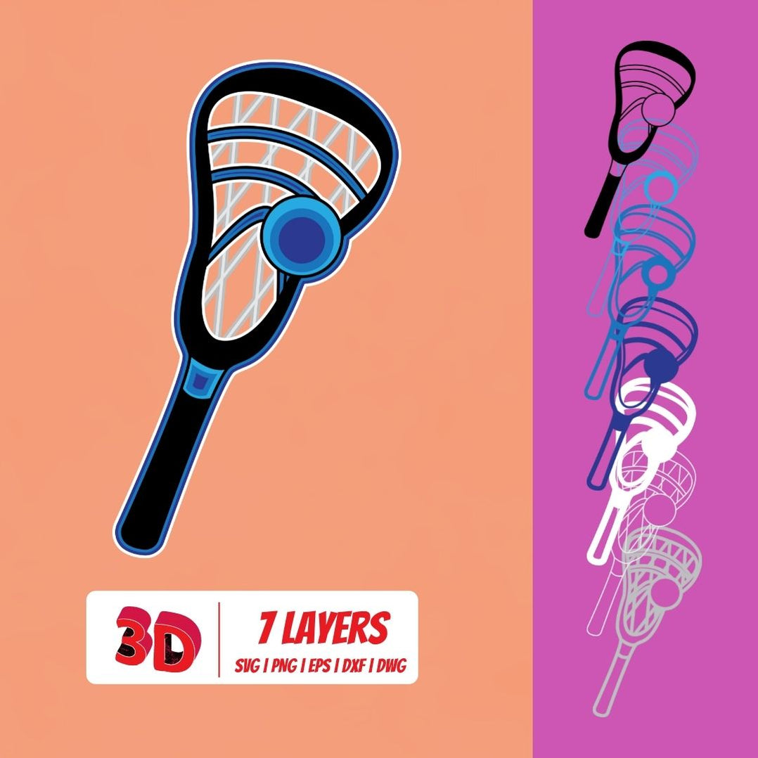 Lacrosse 3D Layered SVG Cut File vector for instant download Svg