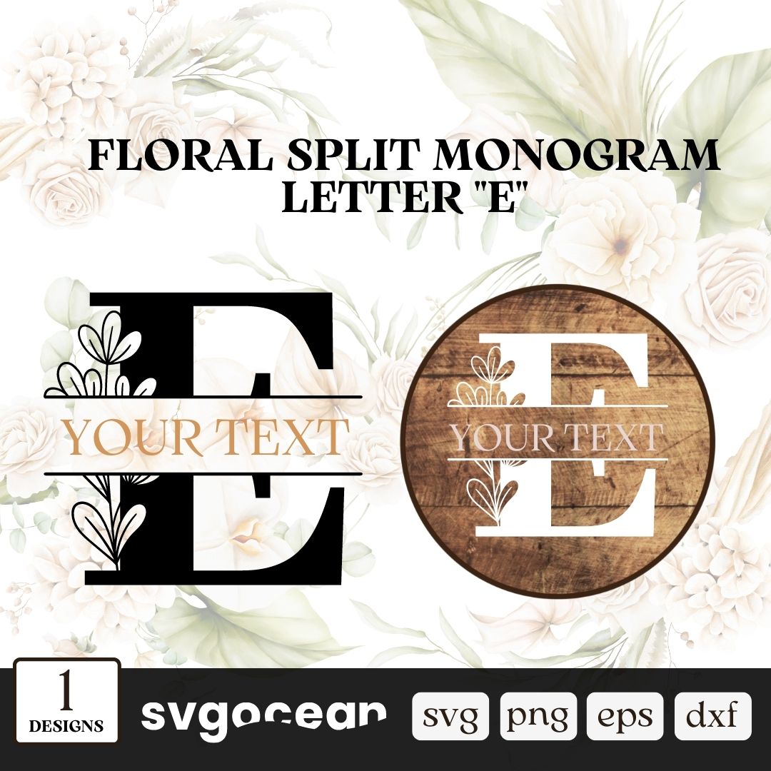 Flower Monogram Svg, Floral Split Monogram Svg, Flower Svg