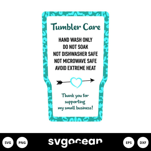 Round cup care instruction cards. Tumbler care card SVG sticker