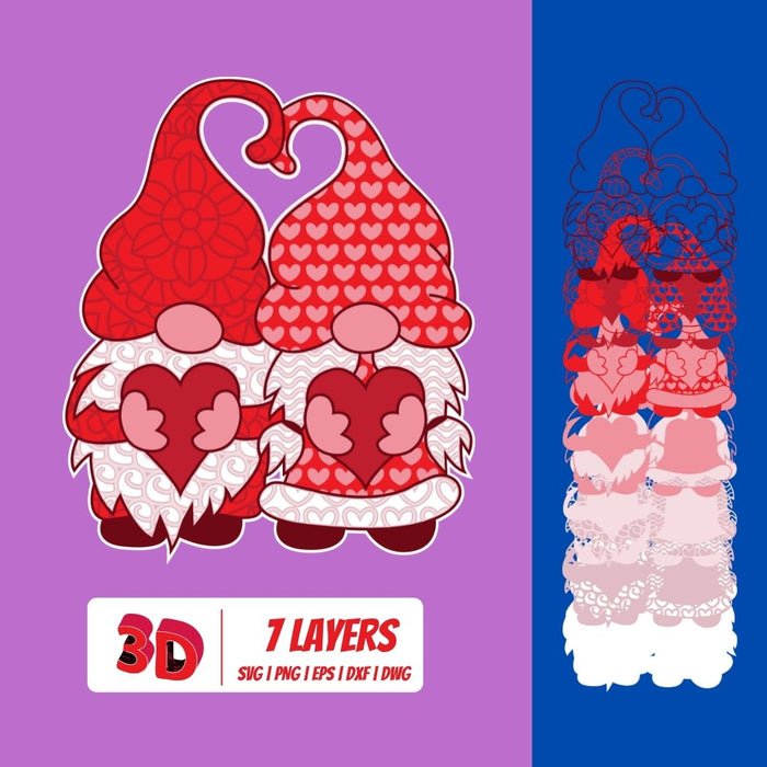 FREE 3D Valentines Day Gnomes SVG Cut File - Svg Ocean