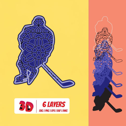 Hockey player 3D Layered SVG Cut File - Svg Ocean