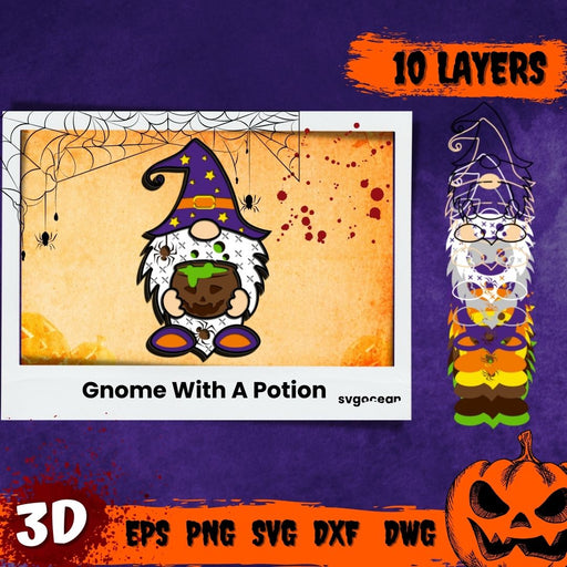 Gnome With A Potion 3D SVG - Svg Ocean