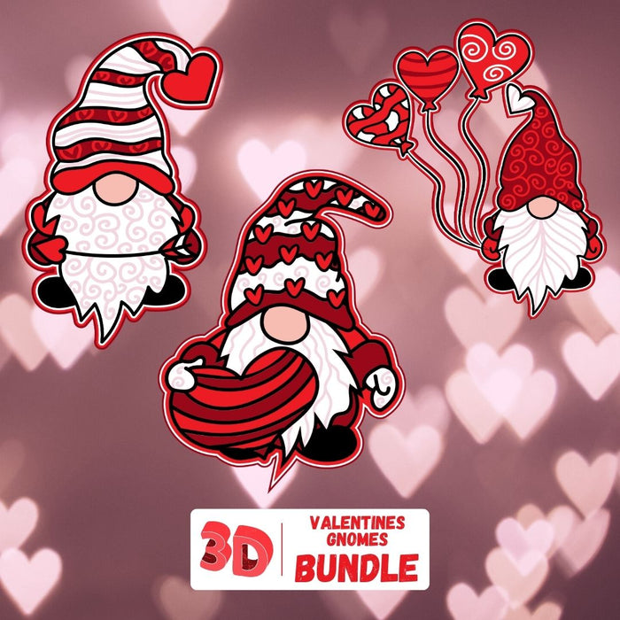 3D Valentines Gnomes Bundle