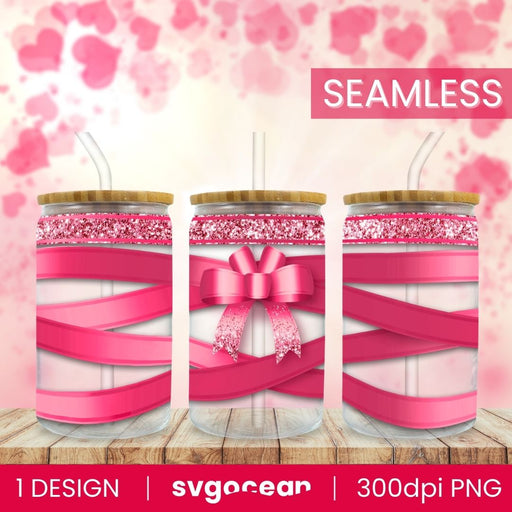 Pink Valentines Libbey Glass Can Wrap Sublimation - svgocean