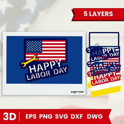 Free Happy Labor Day Layered Cut File - Svg Ocean