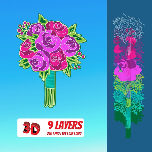 3D Bouquet 4 SVG Cut File