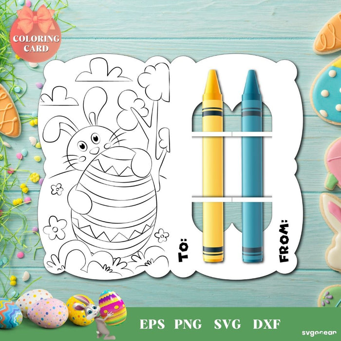 Easter Bunny Coloring Card SVG - svgocean