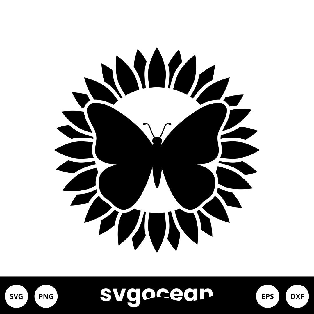 Sunflower Butterfly Svg vector for instant download Svg Ocean — svgocean