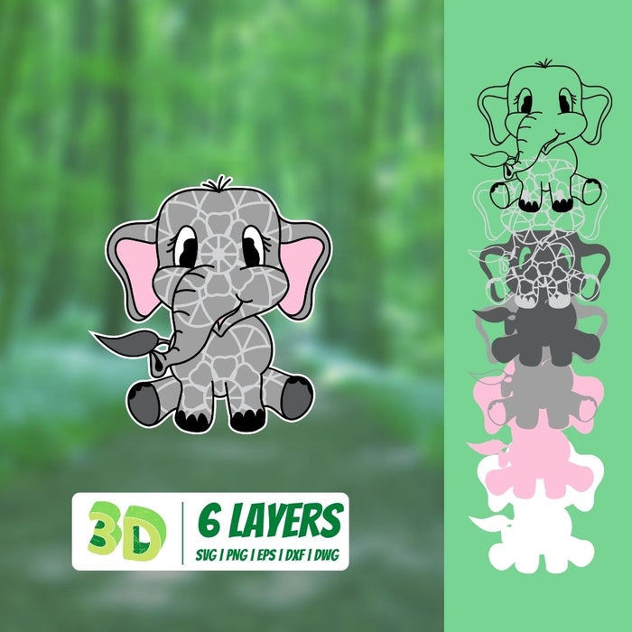 3D Elephant SVG